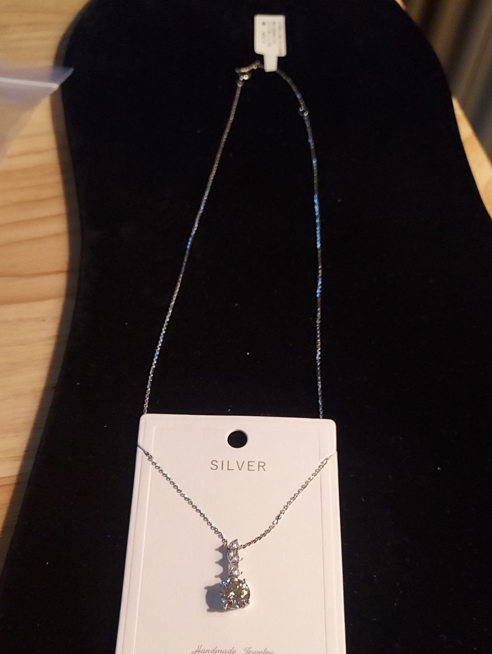 Sterling Silver  Crystal Drop Necklace BN - Picture 2 of 4